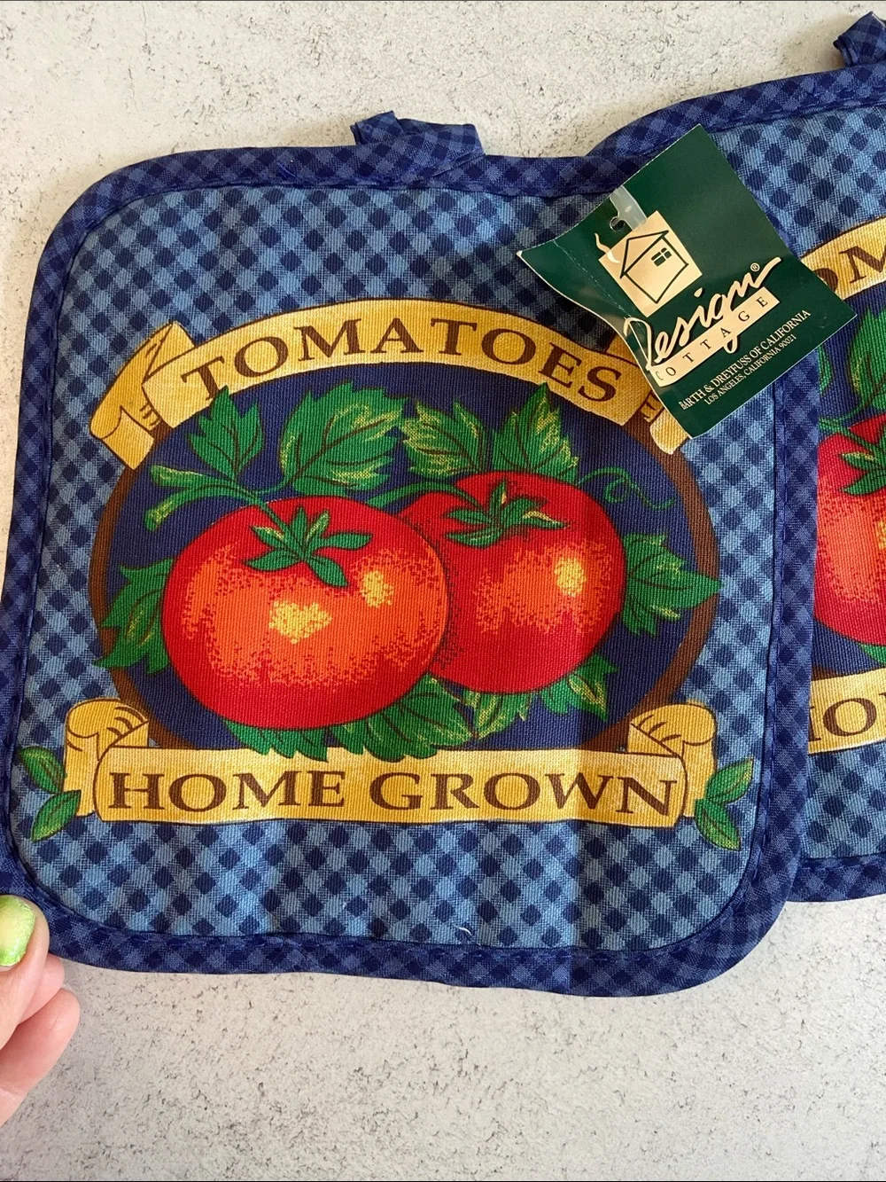 Vintage Design Cottage Vegetable Pot Holders Set Tomatoes Garden Kitchen New 90s